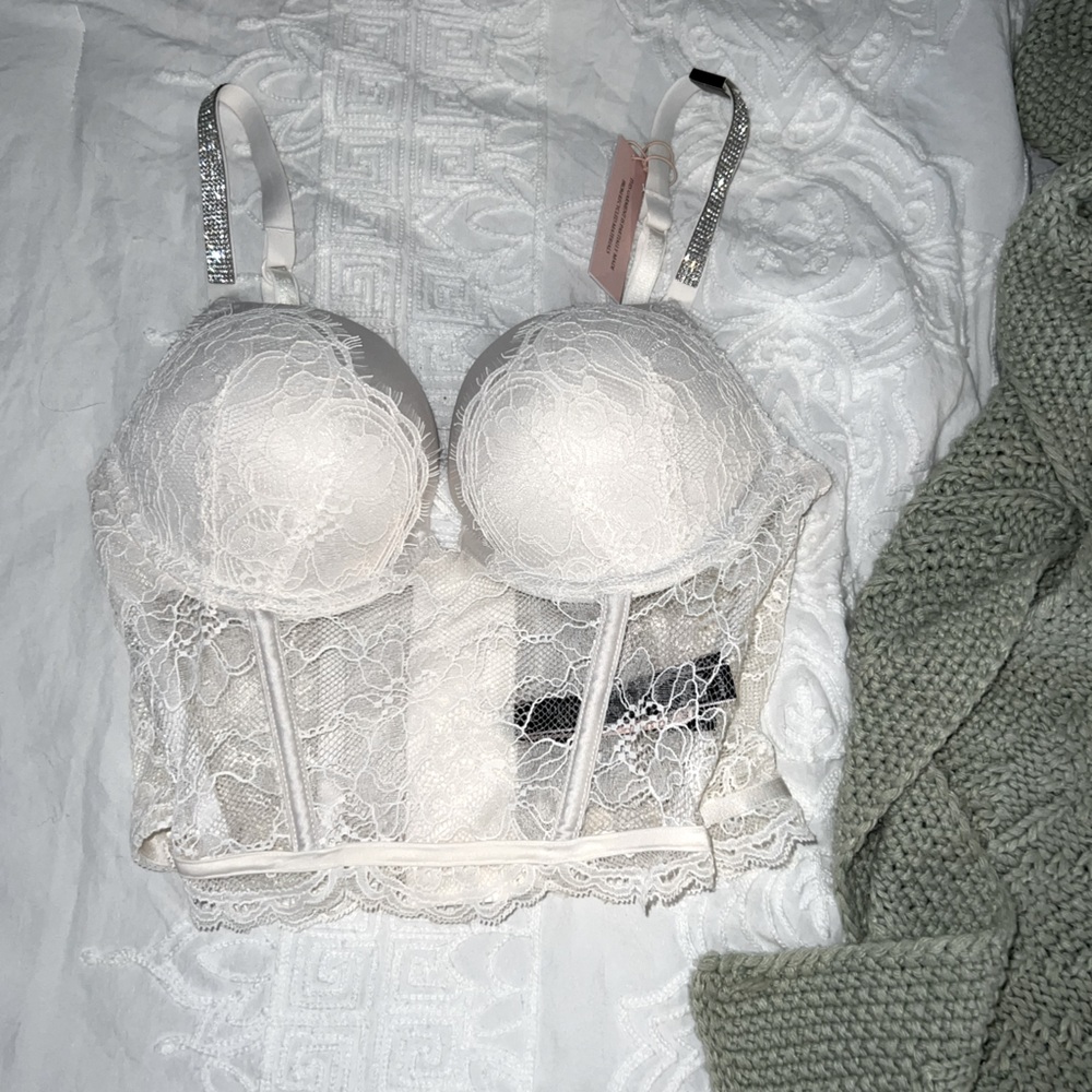 Victoria’s Secret White Bombshell Jeweled Lace Corset